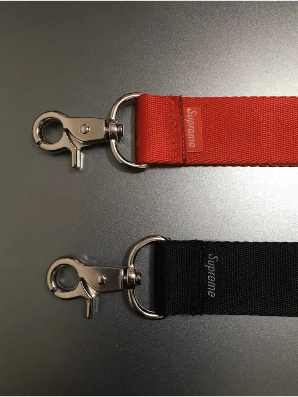 Supreme Red and Black Dual Lanyard Strap with Metal Clips